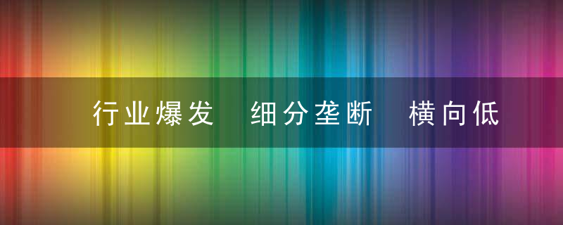 行业爆发 细分垄断 横向低估 次新=股价高成长（附股）
